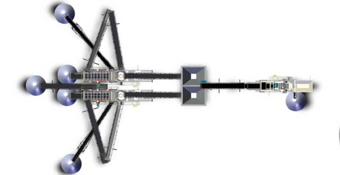 A jaw crushing plant corresponding to 2 secondary crushing and screening plants (for high capacity)